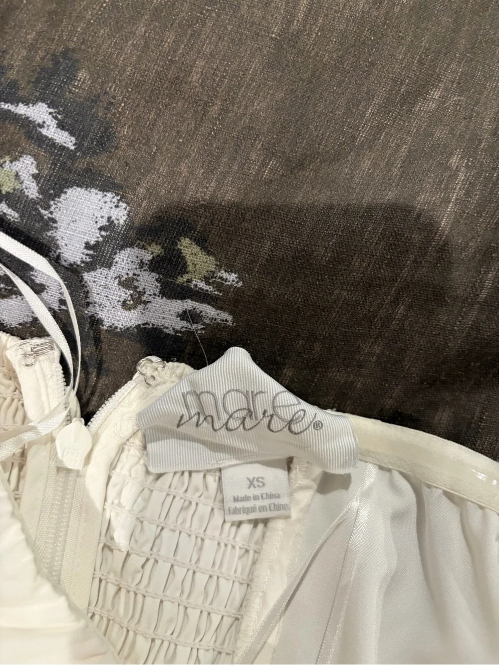 Strapless Cream A-Line Dress - Picture 4 of 4
